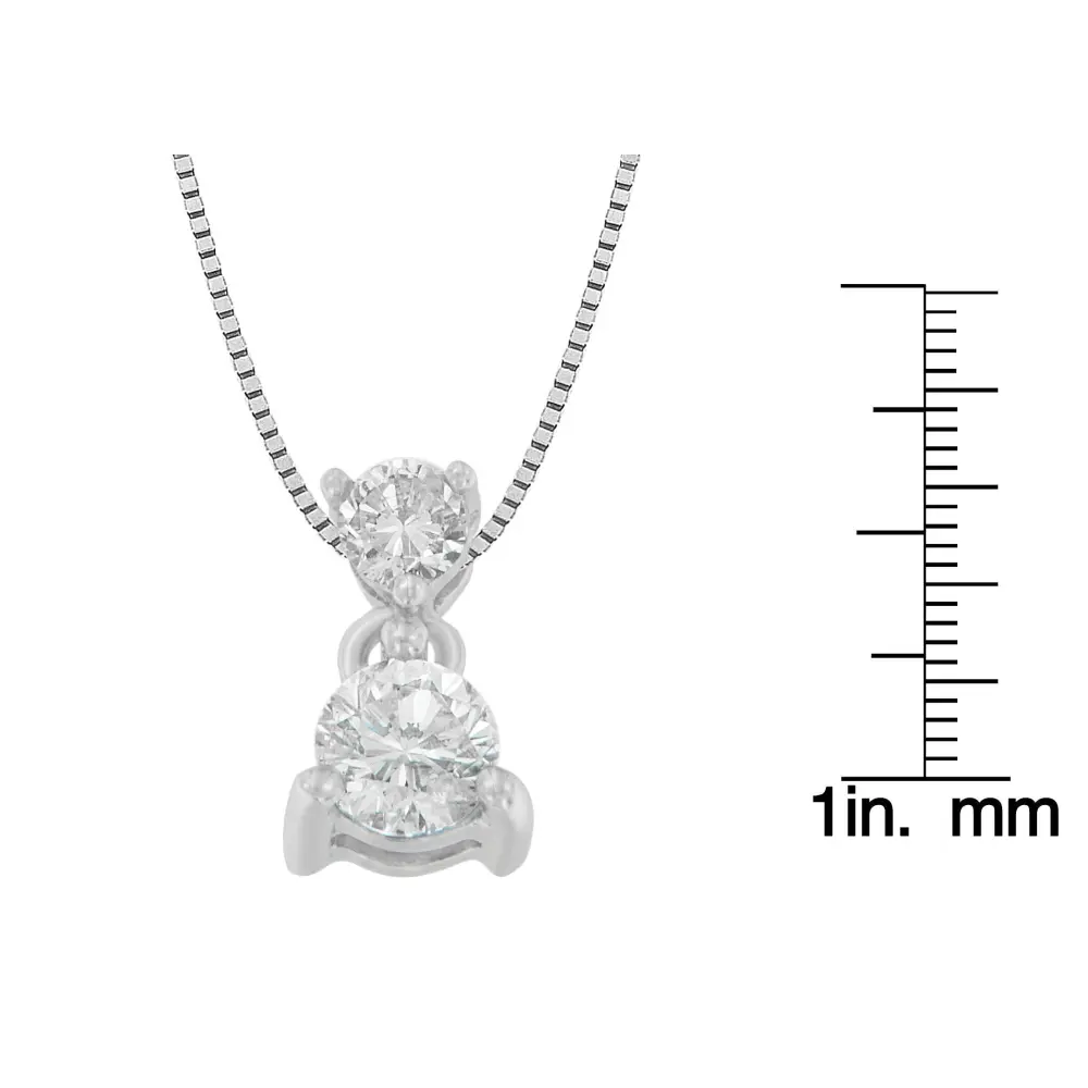 14K White Gold 1/2 cttw Round Cut Diamond Pendant Necklace (I-J, I1-I2) - Bijoux-NYC Direct