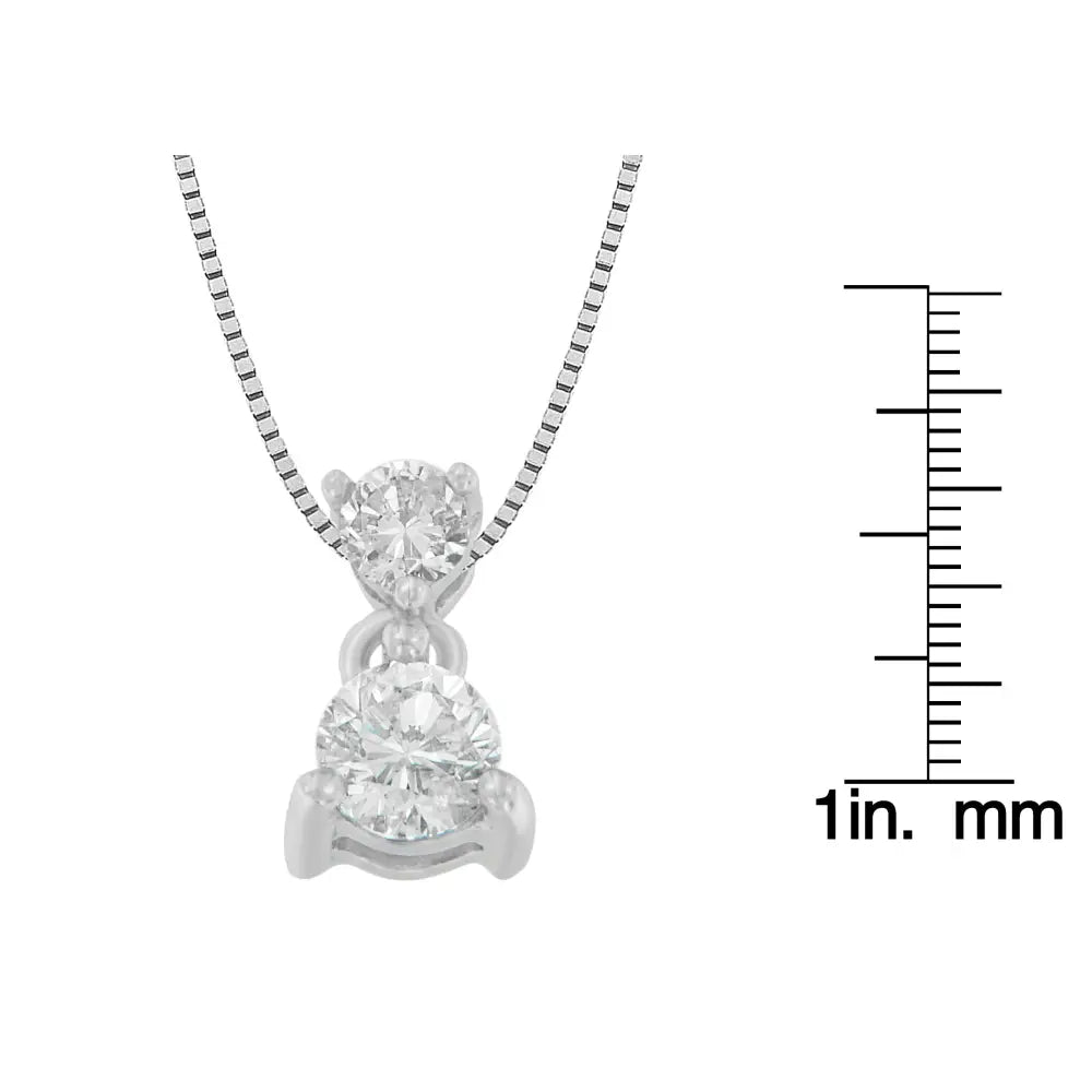 14k white gold 1/2 cttw round diamond pendant necklace bijoux-nyc direct
