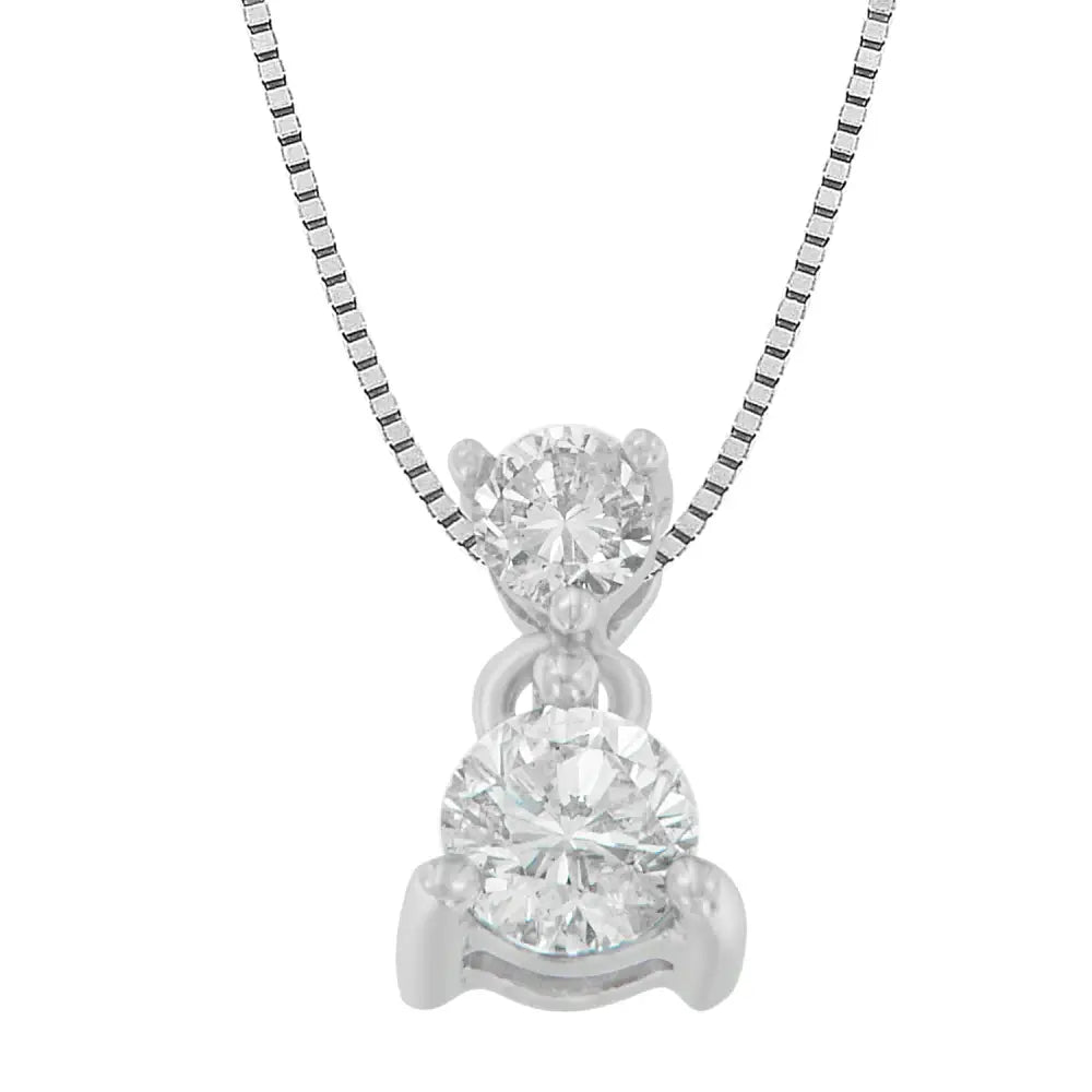 14k white gold 1/2 cttw round diamond pendant necklace bijoux-nyc direct