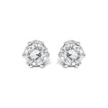 14k white gold 1/2 cttw round diamond crown stud earrings bijoux-nyc direct
