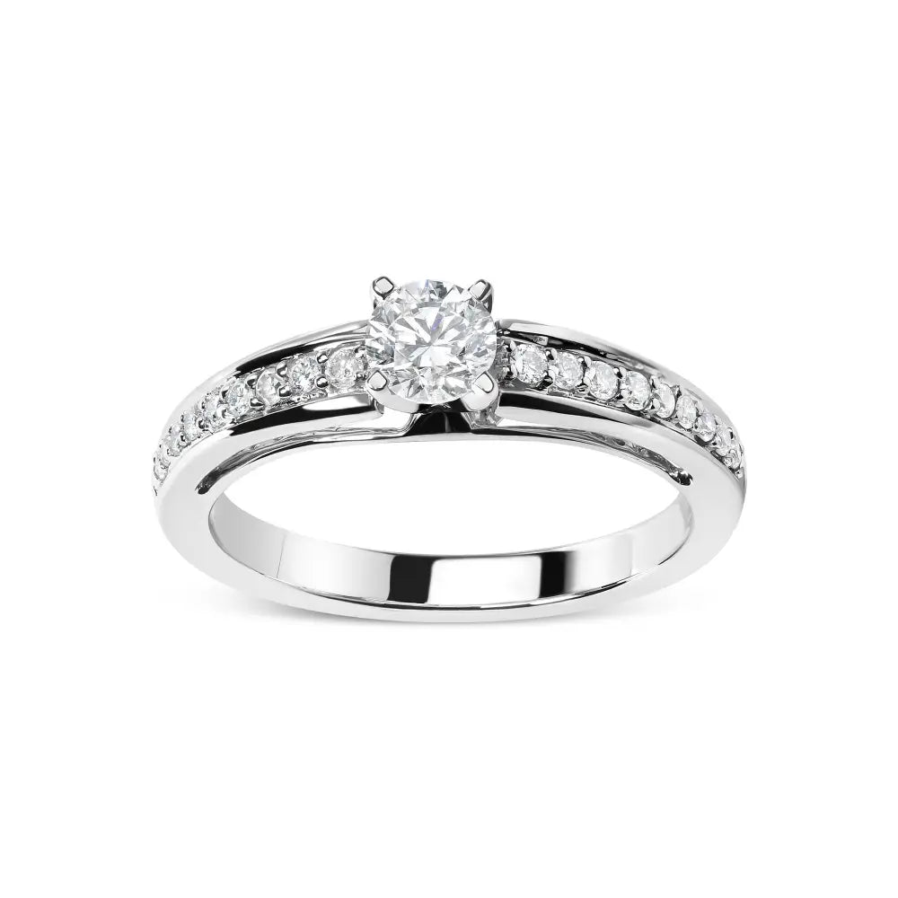14k white gold 1/2 cttw round diamond pavé engagement ring size 7 bijoux-nyc direct