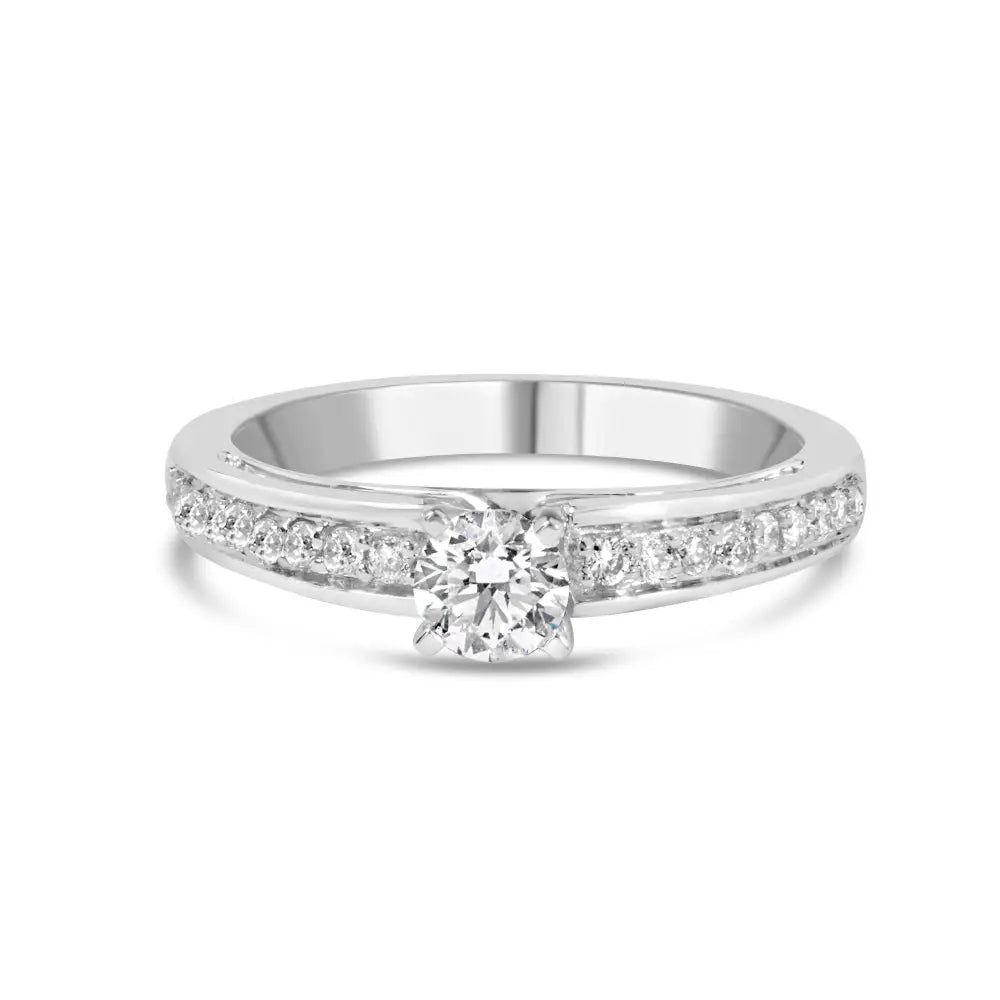 14k white gold 1/2 cttw round diamond pavé engagement ring size 7 bijoux-nyc direct