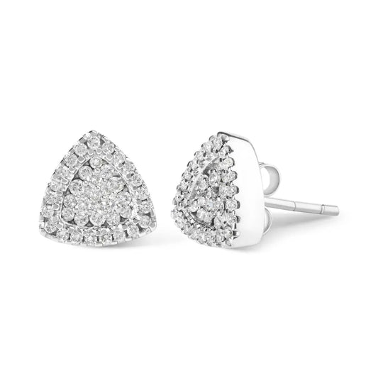 14K White Gold 1/2 cttw Trillion Shaped Diamond Stud Earrings (H-I Clarity, SI2-I1 Color) - Bijoux-NYC Direct