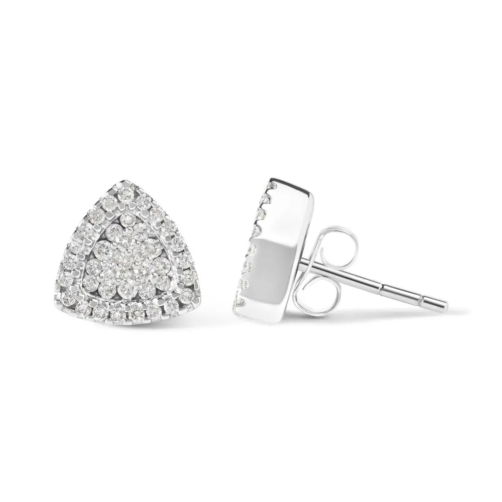 14K White Gold 1/2 cttw Trillion Shaped Diamond Stud Earrings (H-I Clarity, SI2-I1 Color) - Bijoux-NYC Direct