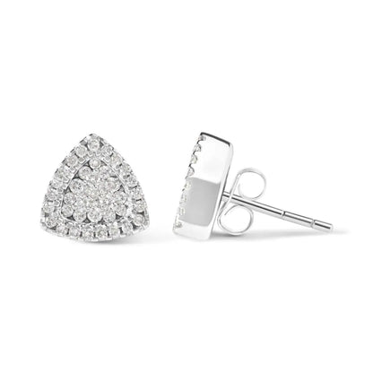 14K White Gold 1/2 cttw Trillion Shaped Diamond Stud Earrings (H-I Clarity, SI2-I1 Color) - Bijoux-NYC Direct