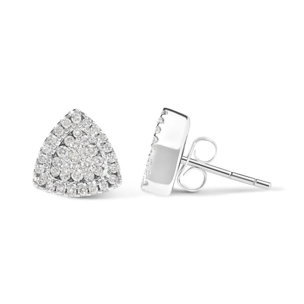 1/2 cttw trillion diamond halo stud earrings in 14k white gold bijoux-nyc direct