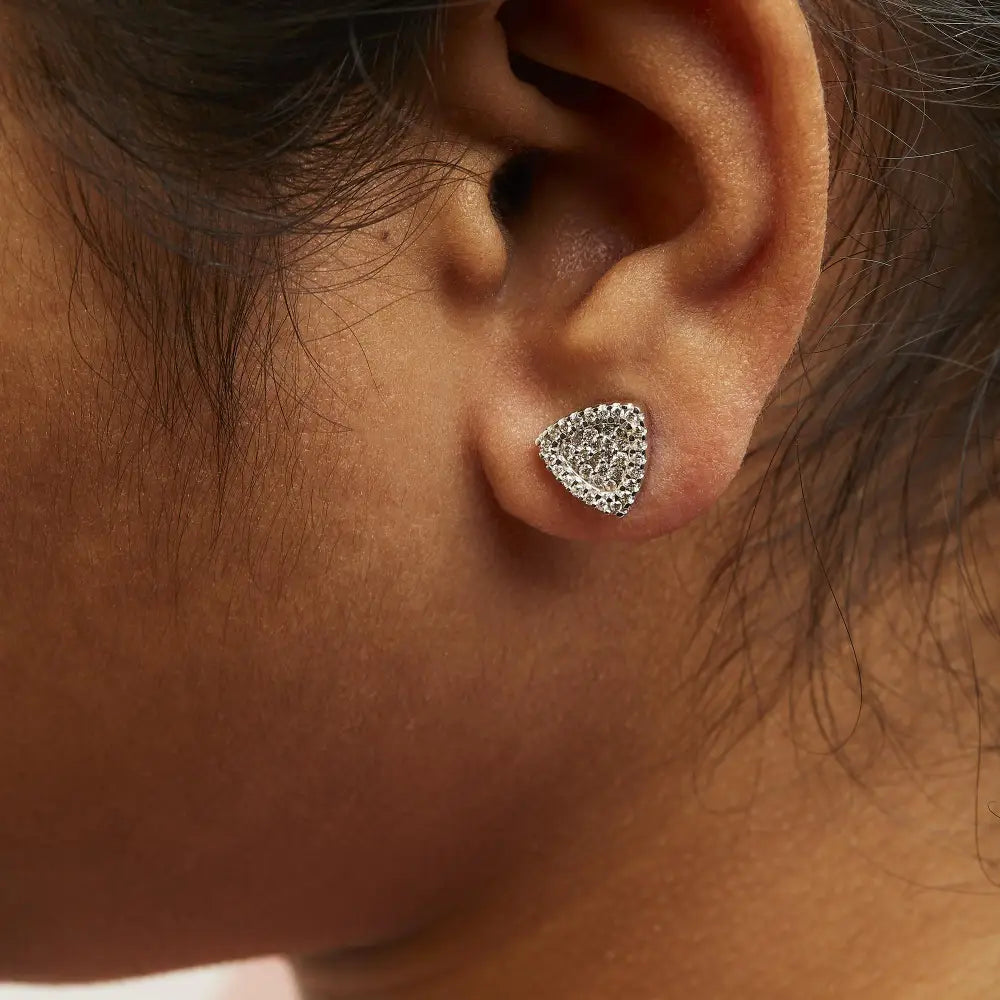1/2 cttw trillion diamond halo stud earrings in 14k white gold bijoux-nyc direct