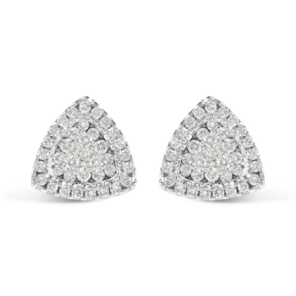 14K White Gold 1/2 cttw Trillion Shaped Diamond Stud Earrings (H-I Clarity, SI2-I1 Color) - Bijoux-NYC Direct