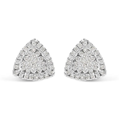 14K White Gold 1/2 cttw Trillion Shaped Diamond Stud Earrings (H-I Clarity, SI2-I1 Color) - Bijoux-NYC Direct