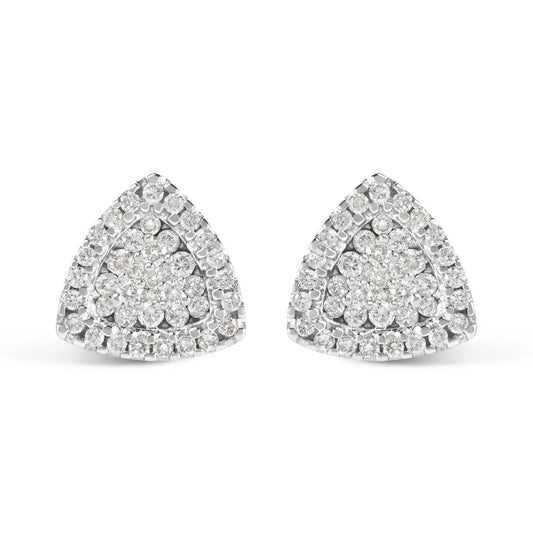 14K White Gold 1/2 cttw Trillion Shaped Diamond Stud Earrings (H-I Clarity, SI2-I1 Color) - Bijoux-NYC Direct