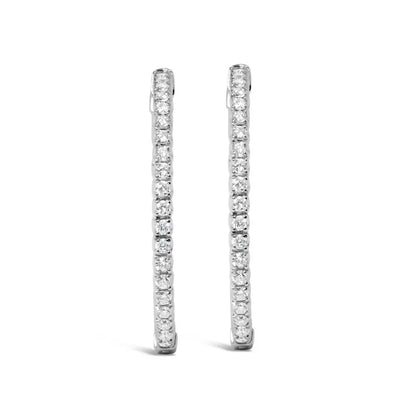 14K White Gold 1 3/4 Cttw Lab Grown Diamond Inside Out Hoop Earrings (G-H Color, VS2-SI1 Clarity) - Bijoux-NYC Direct