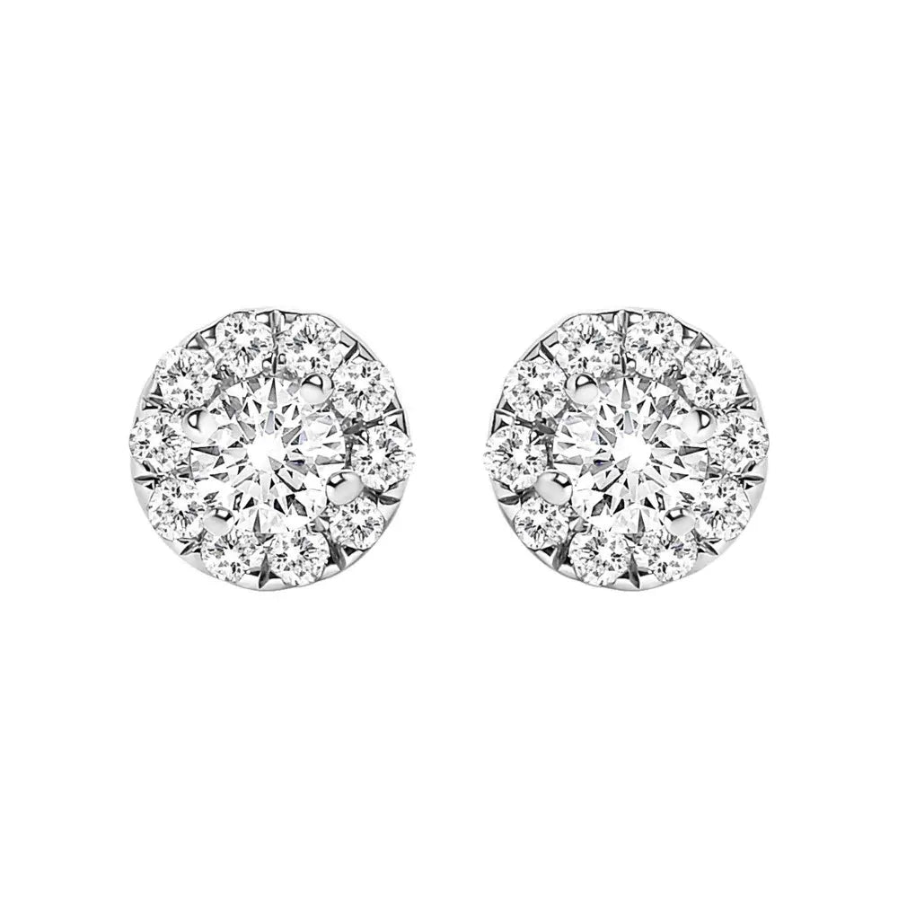 14K White Gold 1/3 Cttw Lab-Grown Diamond Halo Stud Earring (F-G Color, VS1-VS2 Clarity) - Bijoux-NYC Direct