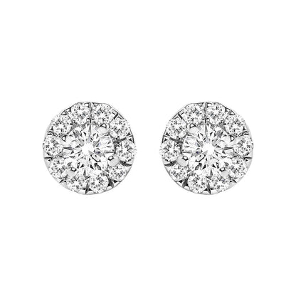14K White Gold 1/3 Cttw Lab-Grown Diamond Halo Stud Earring (F-G Color, VS1-VS2 Clarity) - Bijoux-NYC Direct