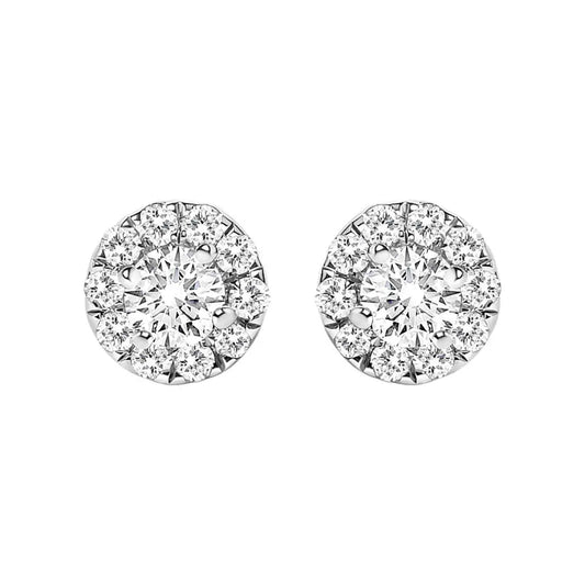 14K White Gold 1/3 Cttw Lab-Grown Diamond Halo Stud Earring (F-G Color, VS1-VS2 Clarity) - Bijoux-NYC Direct