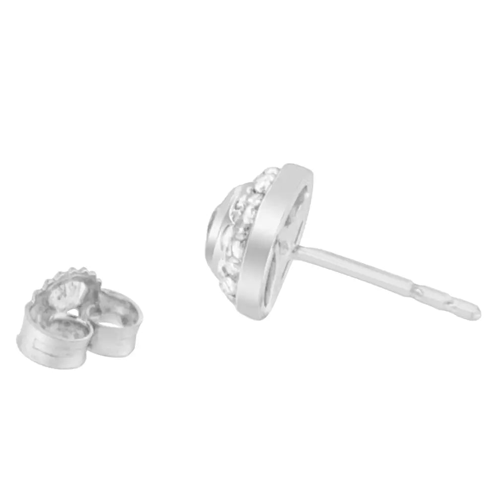 14k white gold 1/3 cttw round diamond halo stud earrings bijoux-nyc direct