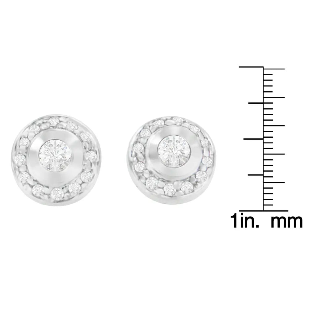 14k white gold 1/3 cttw round diamond halo stud earrings bijoux-nyc direct