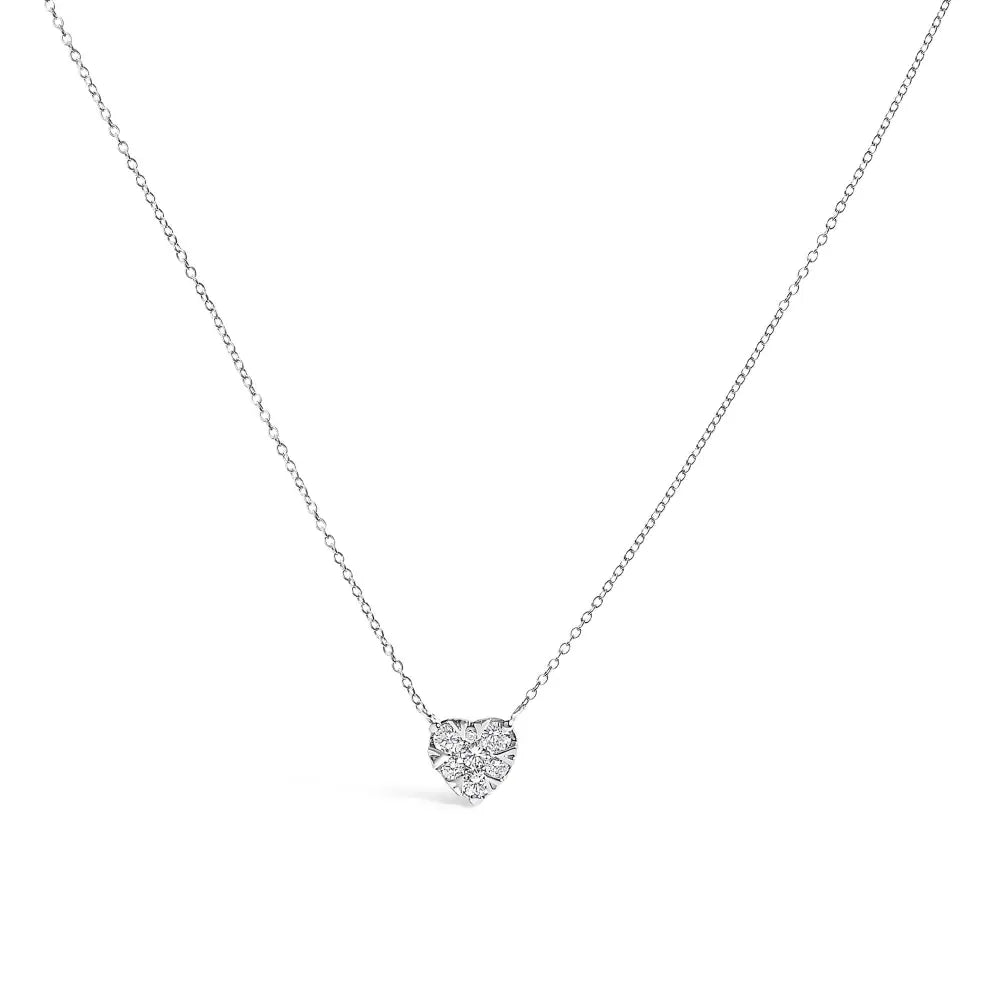 14k white gold 1/4 cttw diamond composite heart pendant necklace 18 inch bijoux-nyc direct