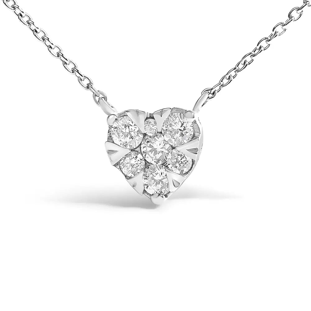 14k white gold 1/4 cttw diamond composite heart pendant necklace 18 inch bijoux-nyc direct