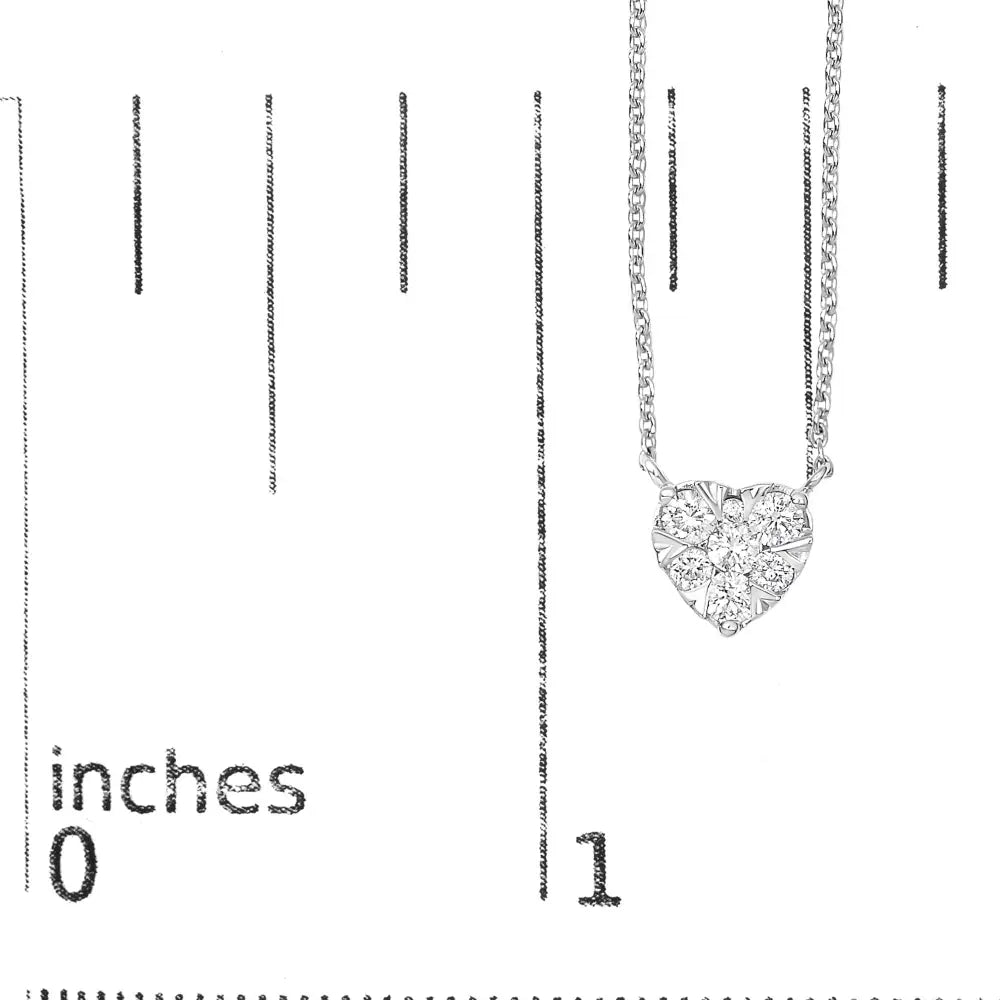14k white gold 1/4 cttw diamond composite heart pendant necklace 18 inch bijoux-nyc direct