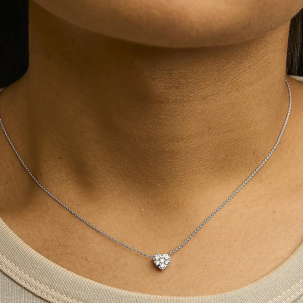 14k white gold 1/4 cttw diamond composite heart pendant necklace 18 inch bijoux-nyc direct