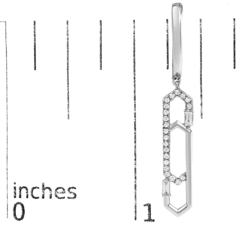 14k white gold 1/4 cttw diamond interlocking paperclip dangle earrings bijoux-nyc direct