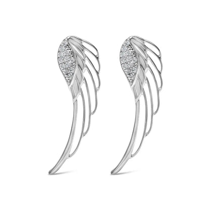 14K White Gold 1/4 Cttw Lab Grown Diamond Angel Wing Stud Earrings (F-G Color, VS1-VS2 Clarity) - Bijoux-NYC Direct