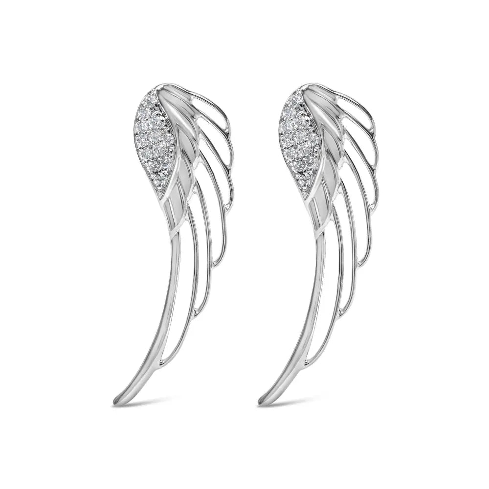 14k white gold 1/4 cttw lab grown diamond angel wing stud earrings bijoux-nyc direct