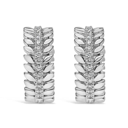 14K White Gold 1/4 Cttw Lab Grown Diamond Leafy Wreath Hoop Earrings (F-G Color, VS1-VS2 Clarity) - Bijoux-NYC Direct