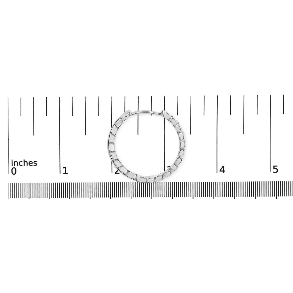 14K White Gold 1/4 Cttw Lab Grown Diamond Leafy Wreath Hoop Earrings (F-G Color, VS1-VS2 Clarity) - Bijoux-NYC Direct