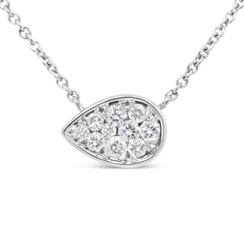 Diamond composite teardrop pendant necklace in 14k white gold – 1/4 cttw bijoux-nyc direct