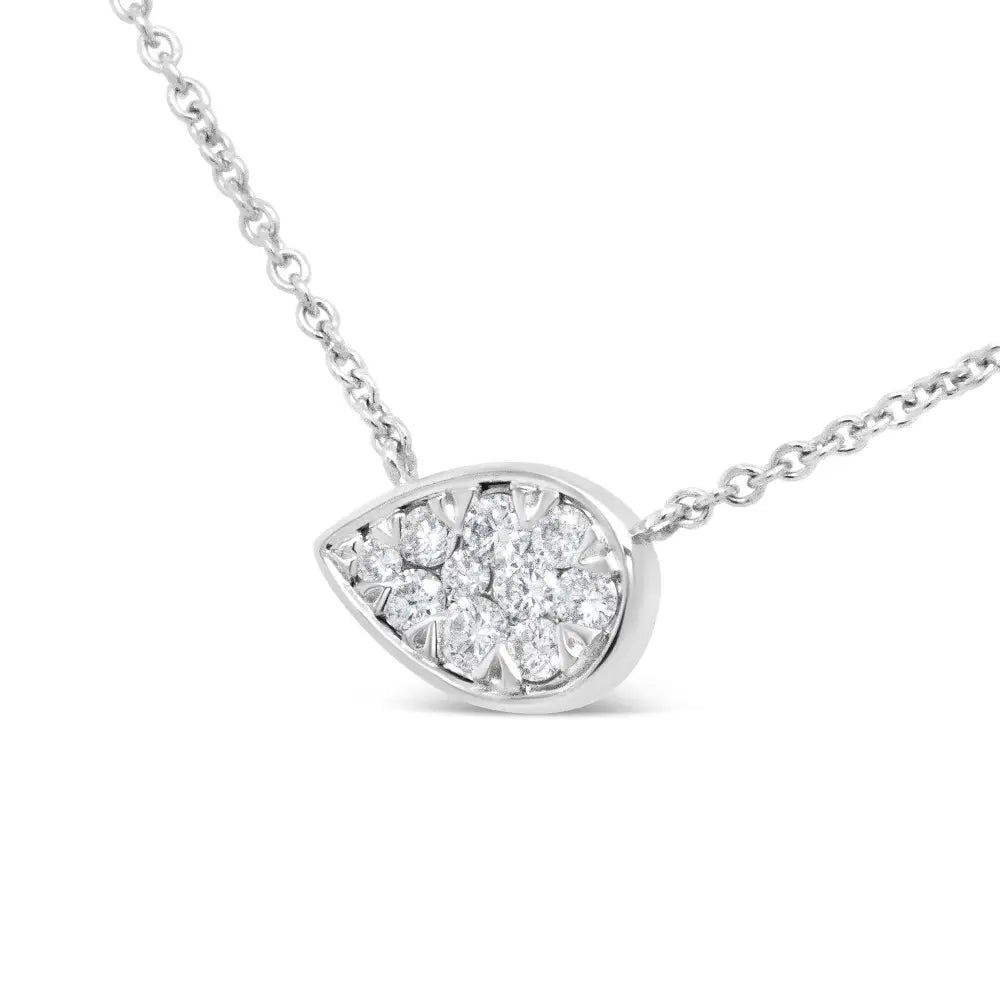Diamond composite teardrop pendant necklace in 14k white gold – 1/4 cttw bijoux-nyc direct