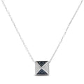 14k white gold 1/4 cttw blue diamond matte pyramid pendant necklace 18 bijoux-nyc direct
