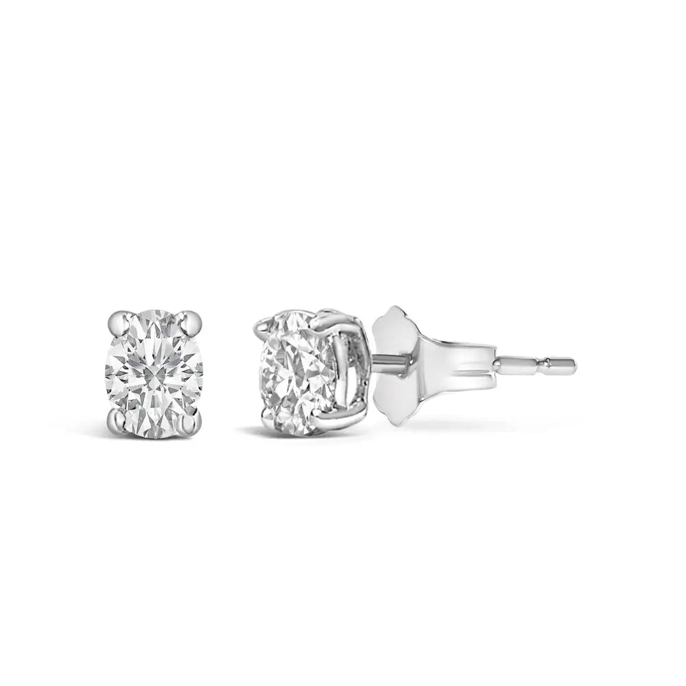 1/4 ctw oval lab-grown diamond solitaire stud earrings in 14k white gold bijoux-nyc direct