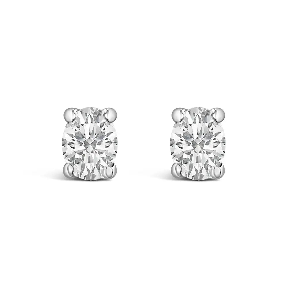1/4 ctw oval lab-grown diamond solitaire stud earrings in 14k white gold bijoux-nyc direct