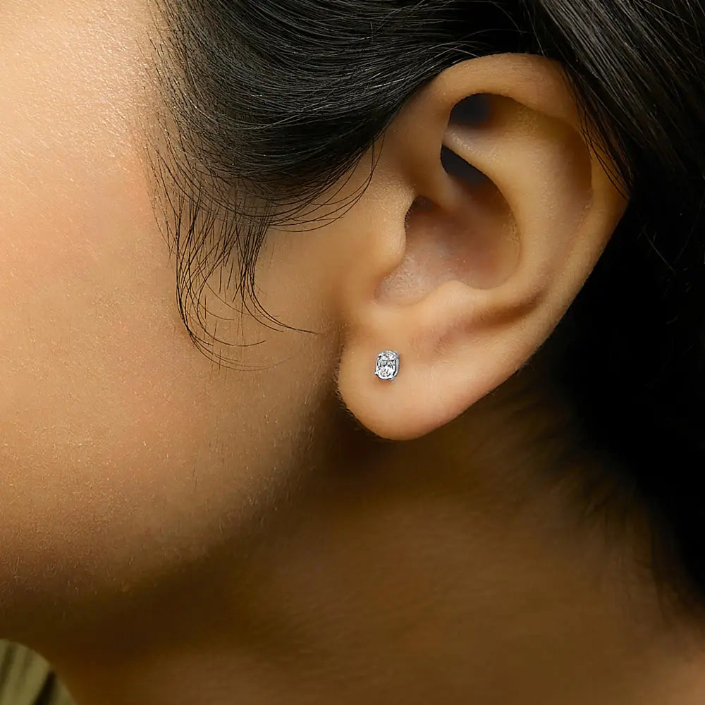 1/4 ctw oval lab-grown diamond solitaire stud earrings in 14k white gold bijoux-nyc direct