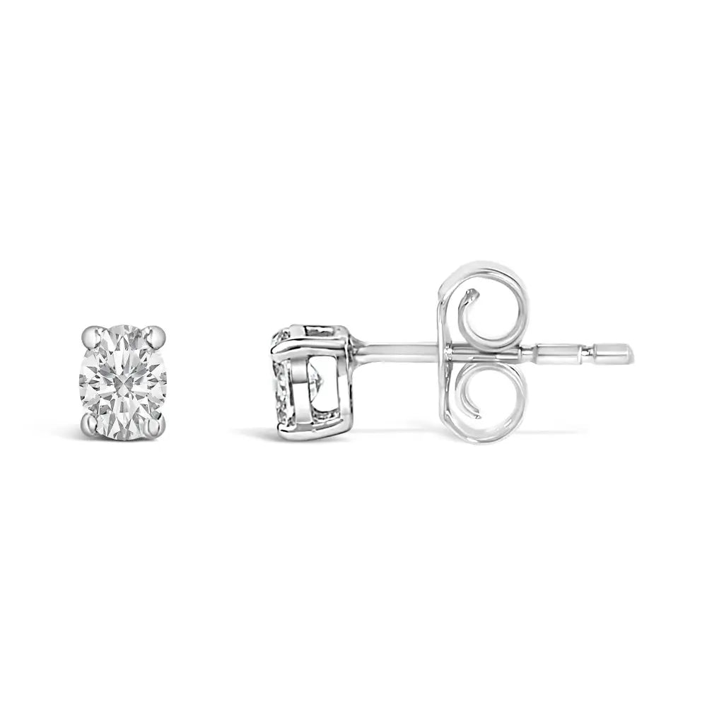 1/4 ctw oval lab-grown diamond solitaire stud earrings in 14k white gold bijoux-nyc direct