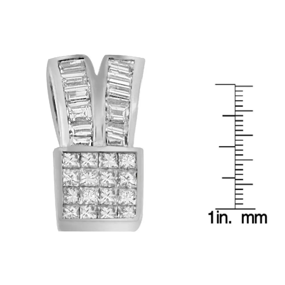 1.62ct princess and baguette diamond heart pendant in 14k white gold bijoux-nyc direct