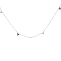 14k white gold sapphire and 1/5 cttw diamond trio cluster station necklace bijoux-nyc direct