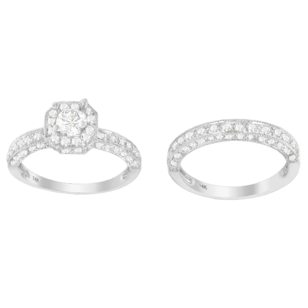 14k white gold 1 ct. Tdw round cut diamond prong set ring bijoux-nyc direct