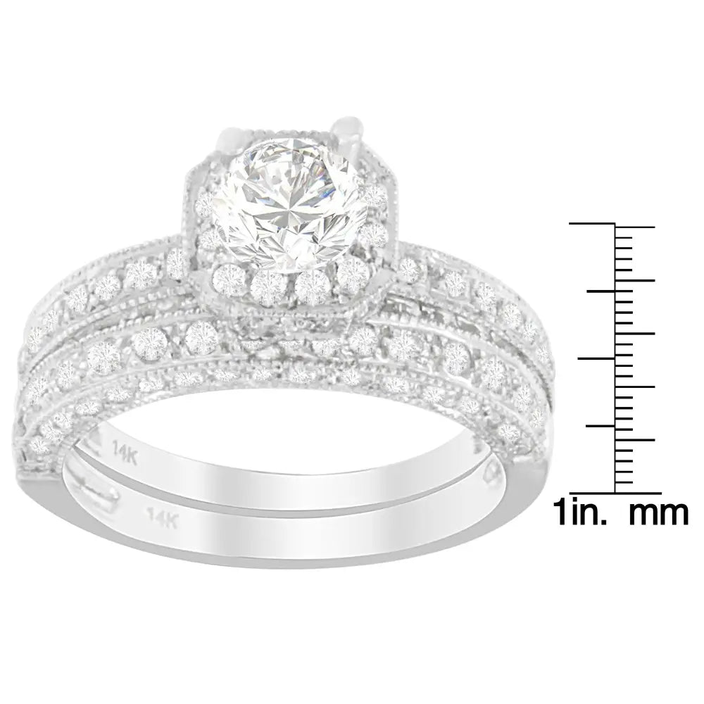 14k white gold 1 ct. Tdw round cut diamond prong set ring bijoux-nyc direct