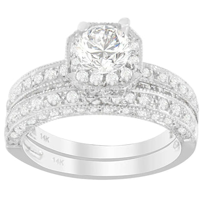 14K White Gold 1 ct. TDW Round Cut Diamond Ring (G-H, I1-I2) - Bijoux-NYC Direct