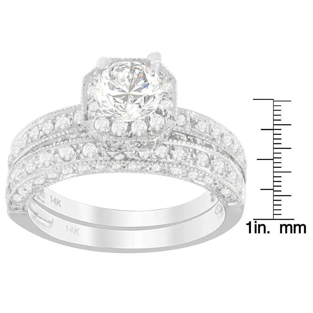 14K White Gold 1 ct. TDW Round Cut Diamond Ring (G-H, I1-I2) - Bijoux-NYC Direct