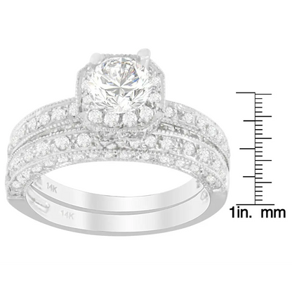 14K White Gold 1 ct. TDW Round Cut Diamond Ring (G-H, I1-I2) - Bijoux-NYC Direct