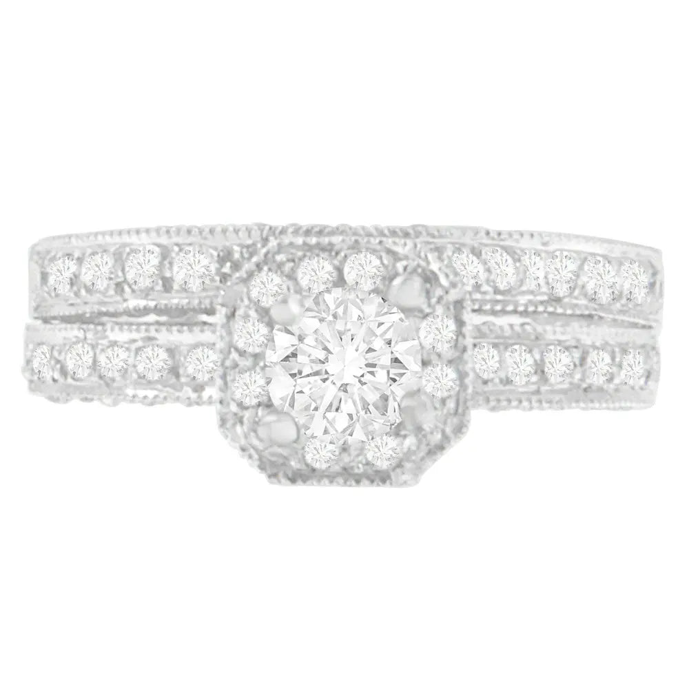 14K White Gold 1 ct. TDW Round Cut Diamond Ring (G-H, I1-I2) - Bijoux-NYC Direct
