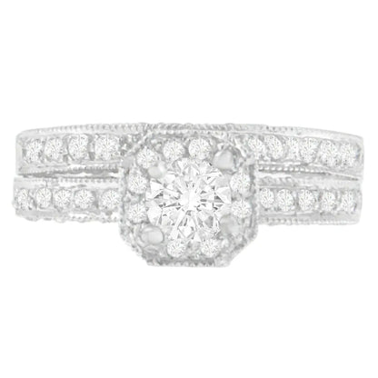 14K White Gold 1 ct. TDW Round Cut Diamond Ring (G-H, I1-I2) - Bijoux-NYC Direct