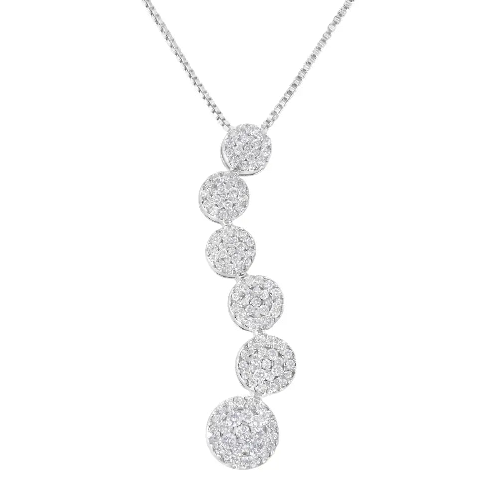 14k white gold 1 cttw diamond cluster s curve journey pendant necklace bijoux-nyc direct