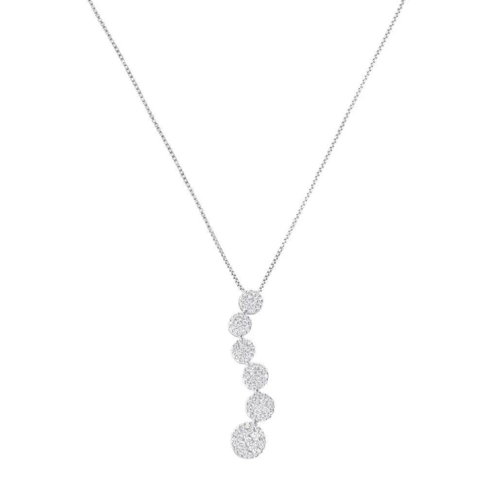14k white gold 1 cttw diamond cluster s curve journey pendant necklace bijoux-nyc direct