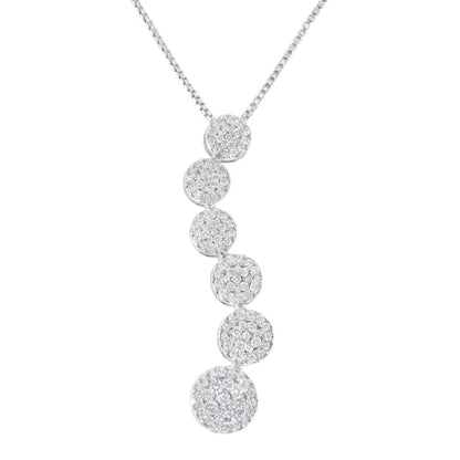 14K White Gold 1 cttw Diamond Cluster Journey Pendant Necklace (H-I, I1-I2) - Bijoux-NYC Direct