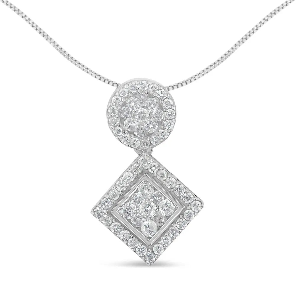 14K White Gold 1 cttw Diamond Pendant Necklace (H-I, I1-I2) - Bijoux-NYC Direct