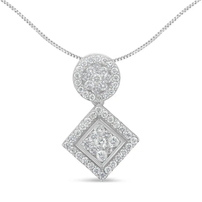 14K White Gold 1 cttw Diamond Pendant Necklace (H-I, I1-I2) - Bijoux-NYC Direct